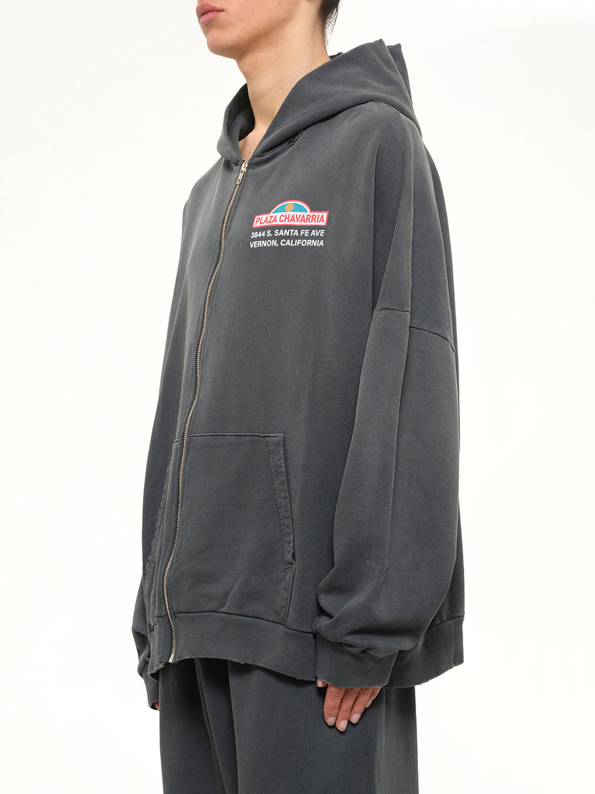 Plaza Chavarria Zip Hooligan Hoodie in Pirate Black