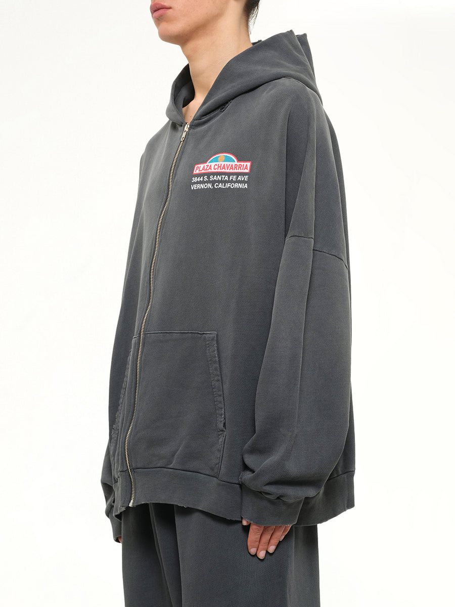 Plaza Chavarria Zip Hooligan Hoodie in Pirate Black