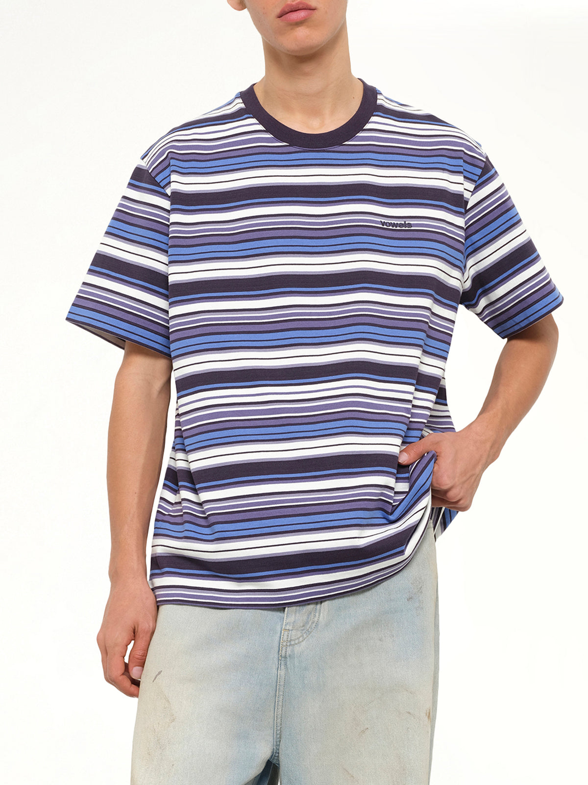 S/S Stripe T-Shirt in Blueberry