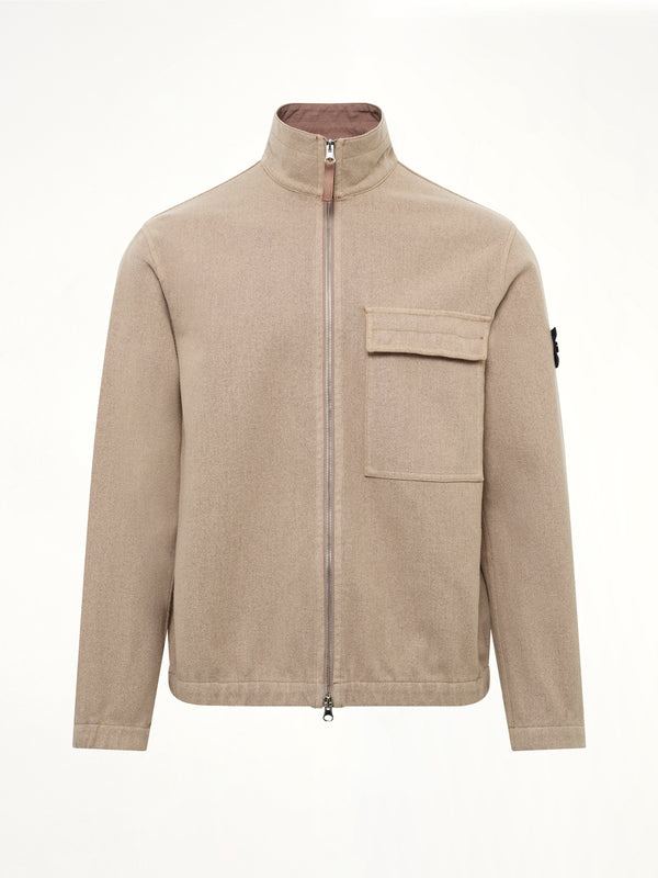 1200033 Nylon Zip-Up Shirt in Biscuit