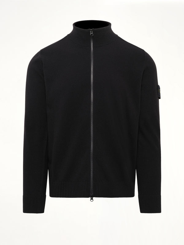 5100023 Light RWS Geelong Wool Zip-Up Cardigan in Black