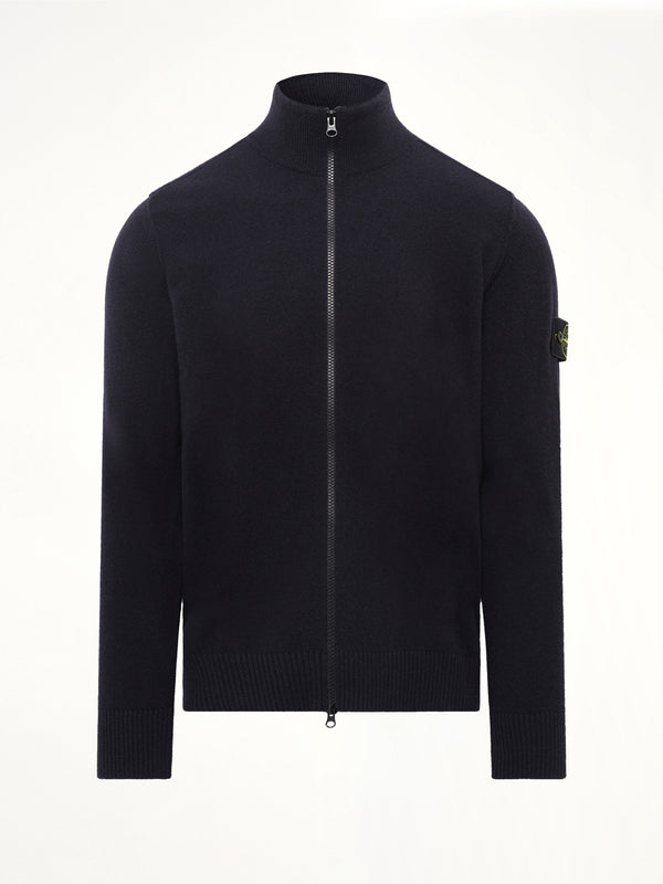 5100023 Light RWS Geelong Wool Zip-Up Cardigan in Navy Blue
