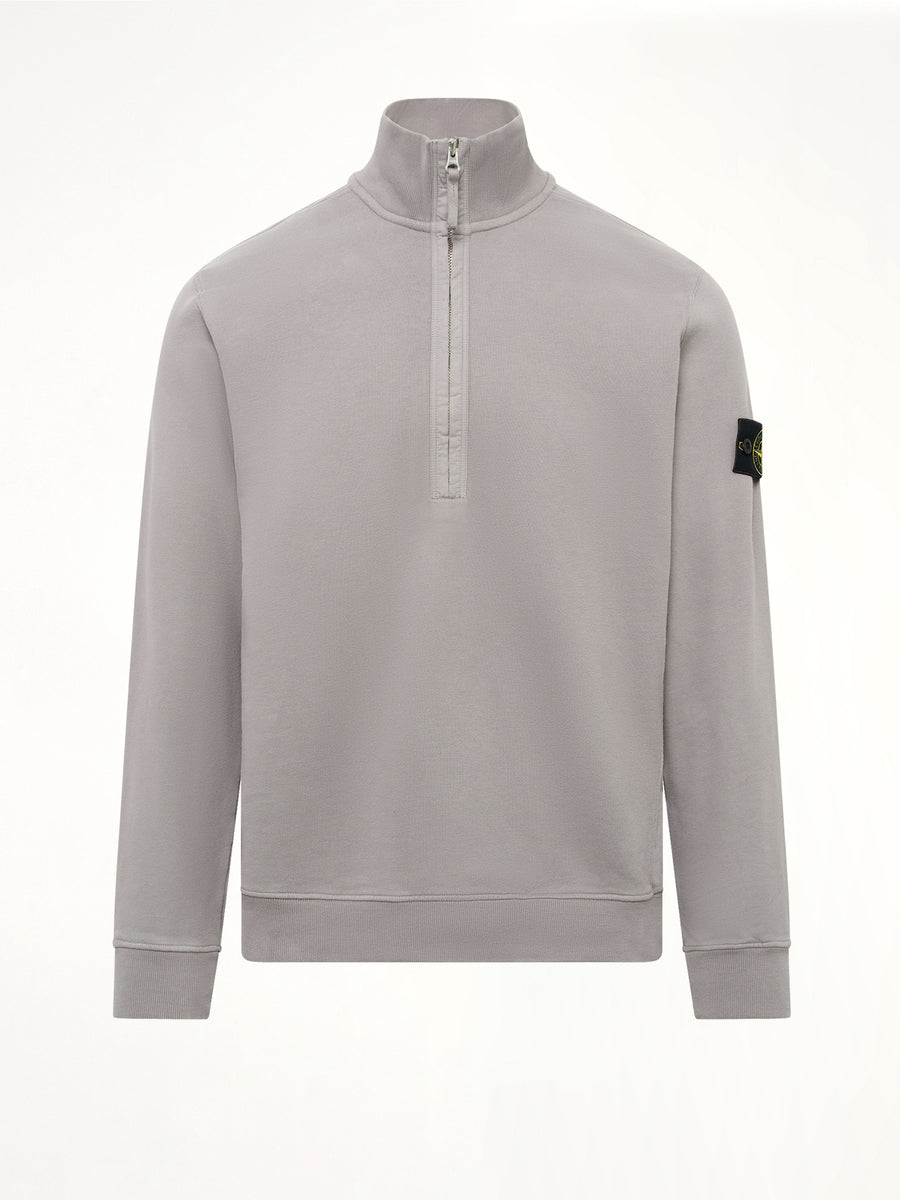 6100068 Brushed Cotton Quarter Zip Sweatshirt in Grey