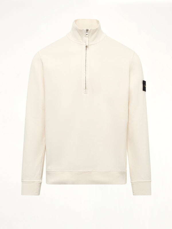 6100068 Brushed Cotton Quarter Zip Sweatshirt in Ivory
