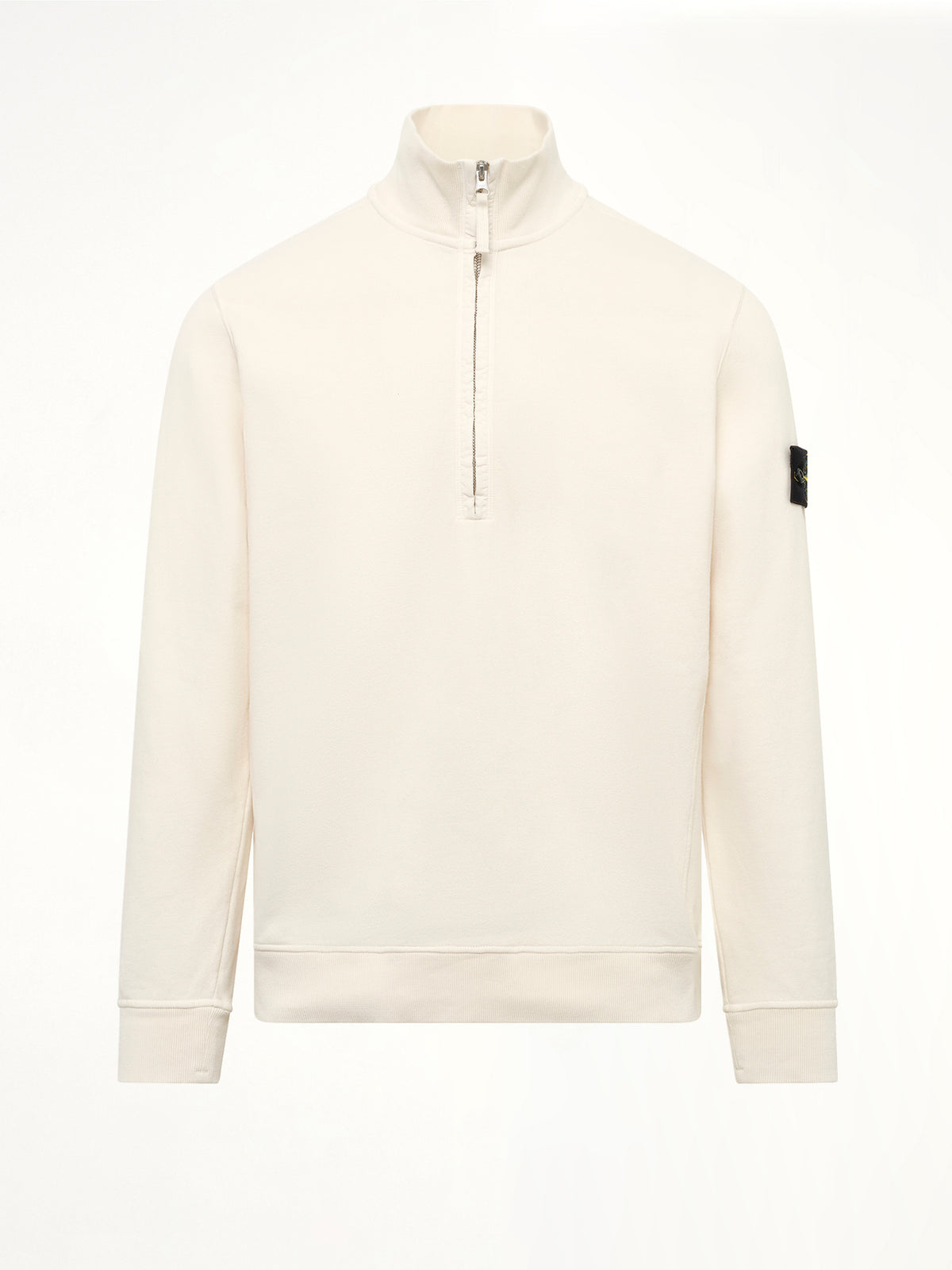 6100068 Brushed Cotton Quarter Zip Sweatshirt in Ivory