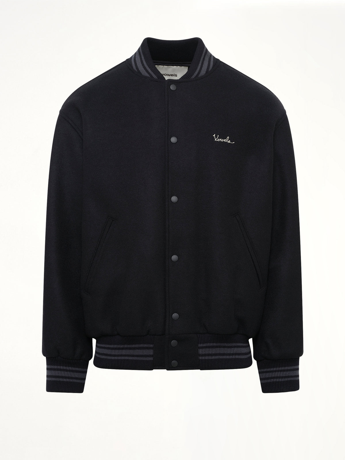 Wool Varsity Jacket in Black