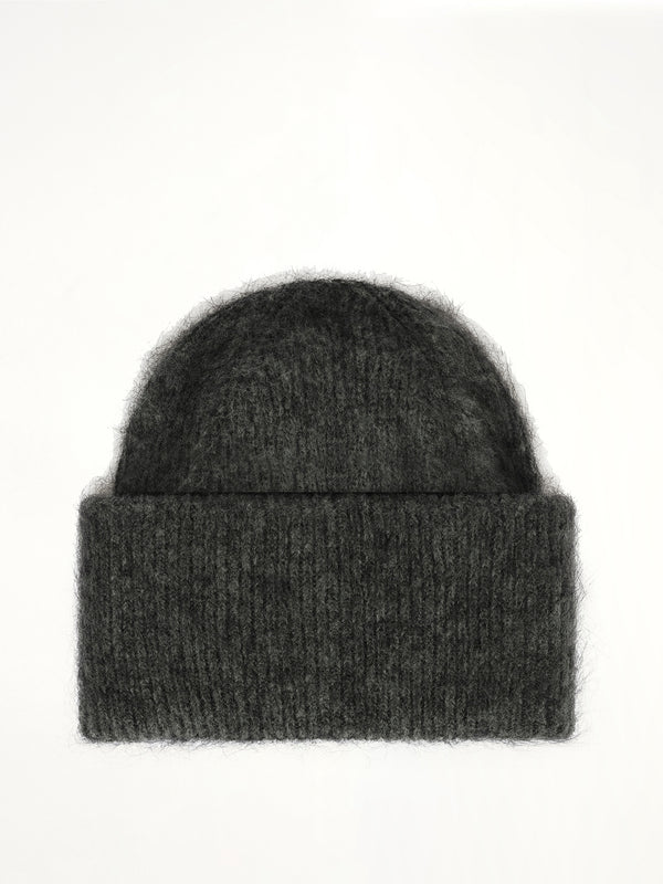 Ami Paris Patch Beanie in Charcoal Grey