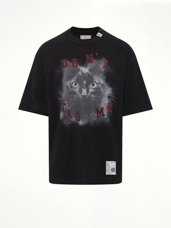 Cat Printed T-Shirt in Black