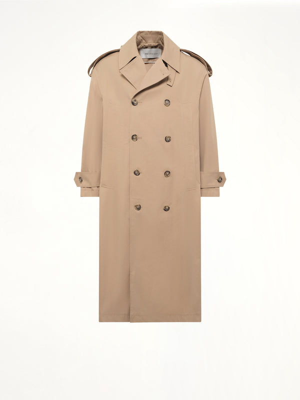 Cotton Gabardine Trench Coat in Beige