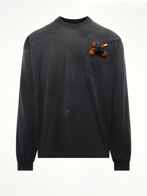 Gas Mask Bear Long Sleeve T-Shirt in Black