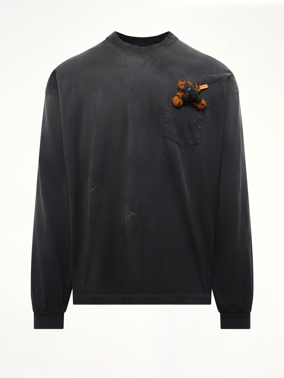 Gas Mask Bear Long Sleeve T-Shirt in Black
