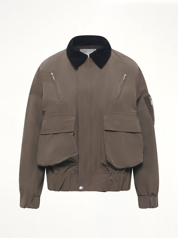 Grosgrain Bonding Blouson in Brown/Dark Khaki