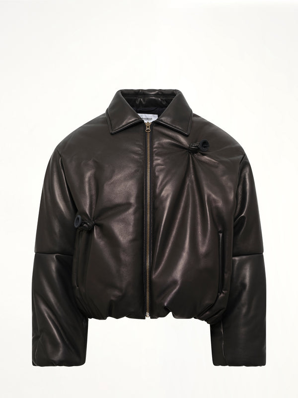 Inflated Balloon Leather Jacket in Black