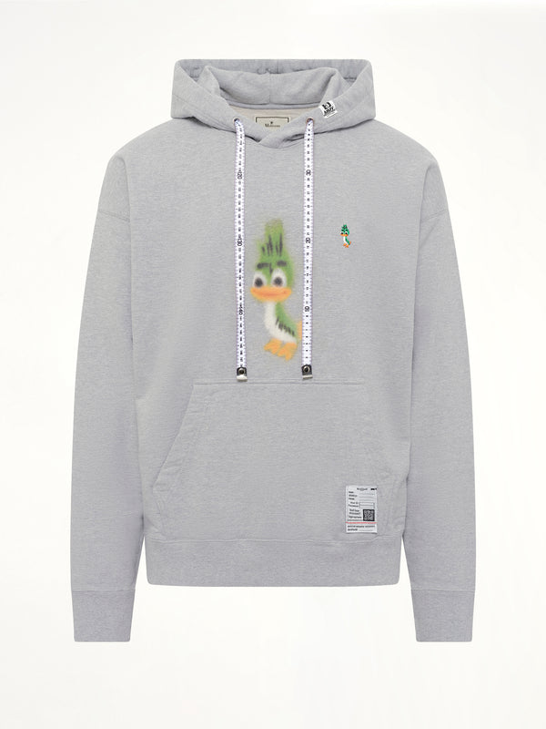 Leon Printed Sweat Hoodie in Gray