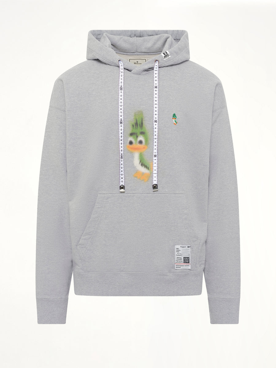 Leon Printed Sweat Hoodie in Gray