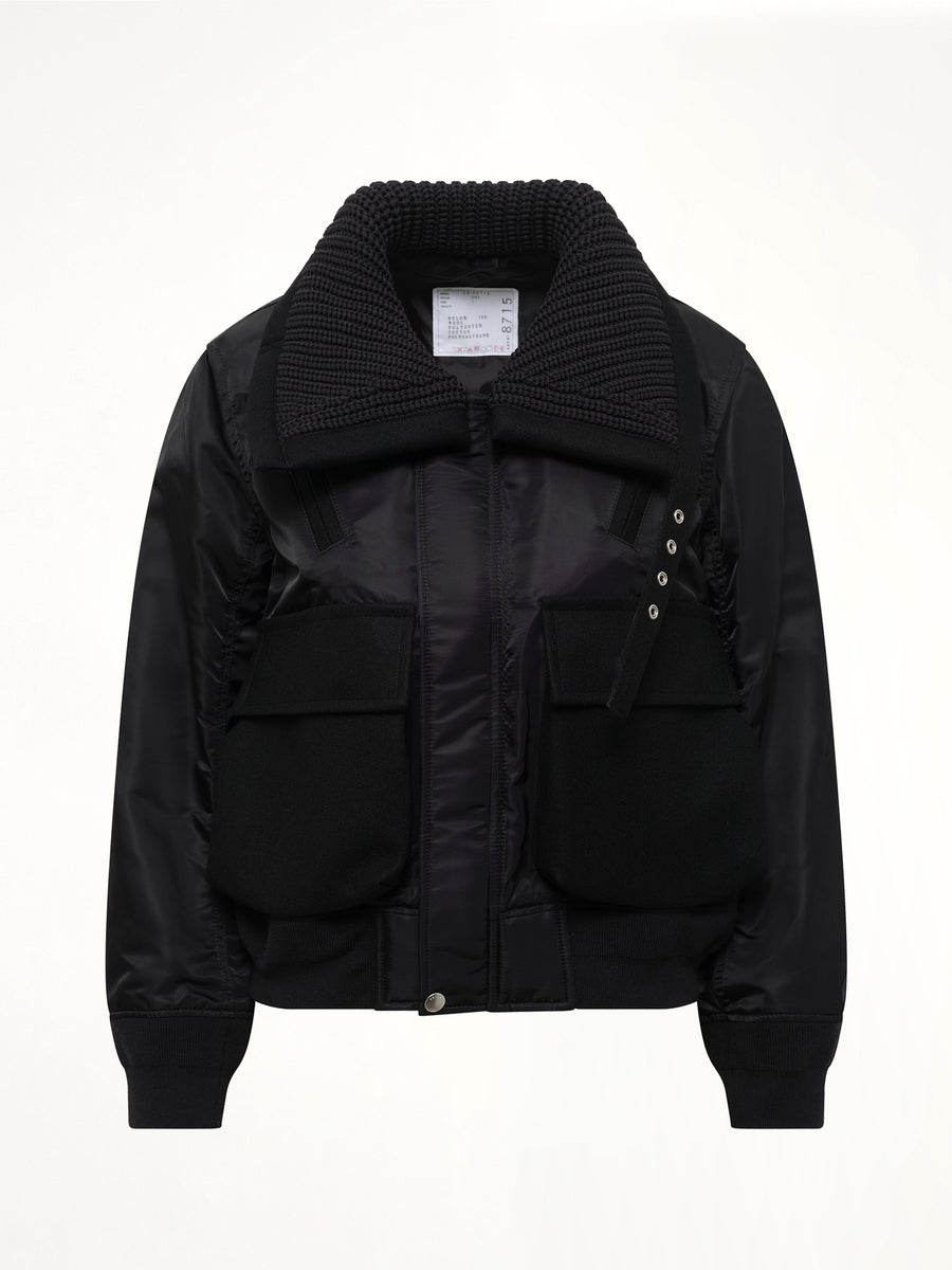 Runway Nylon Twill x Wool Melton Blouson in Black