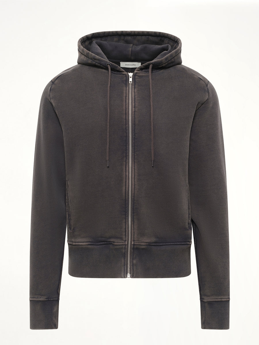 Slim Zip Up in Washed Black