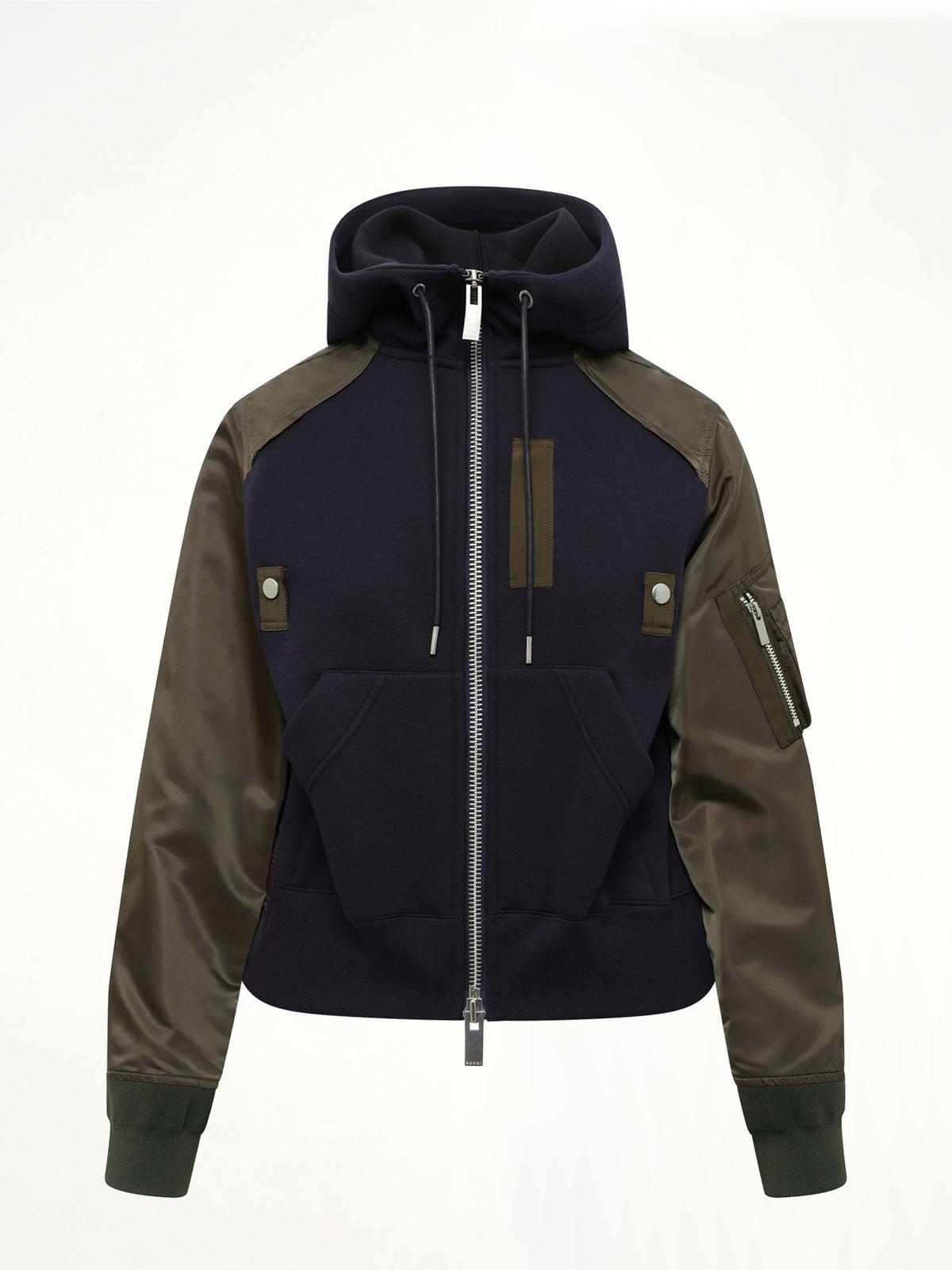 Sponge Sweat Zip Hoodie in Navy/Dark Khaki
