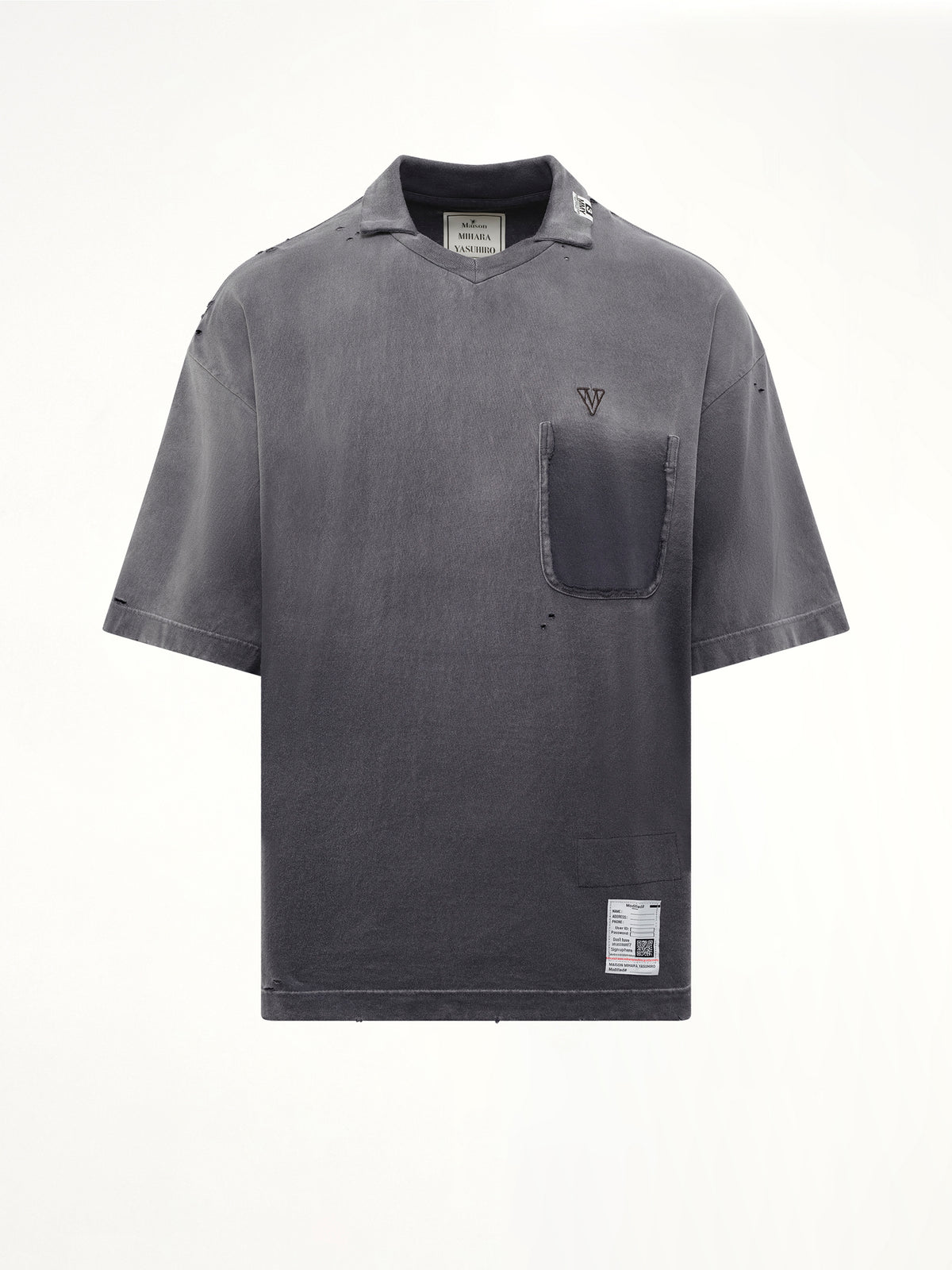 Sun Faded Collared T-Shirt in Black