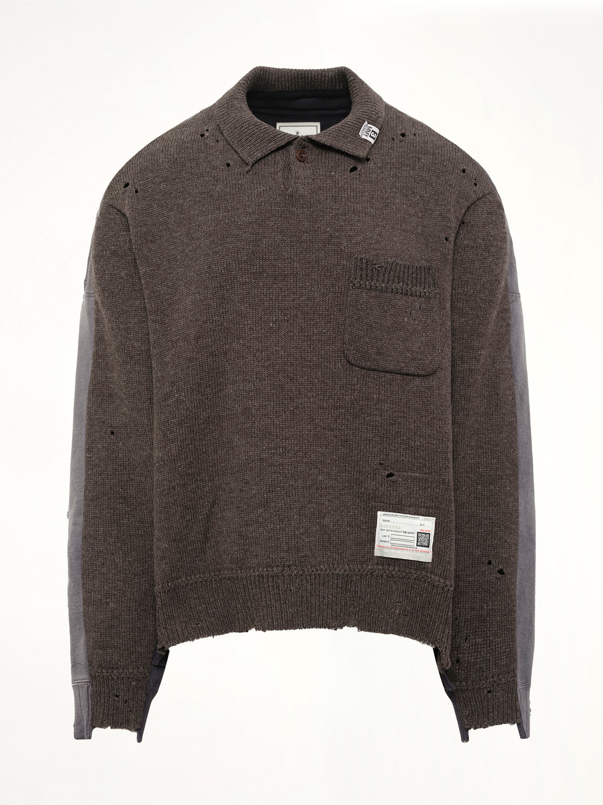 Sweat Combined Knit Sweater in Brown