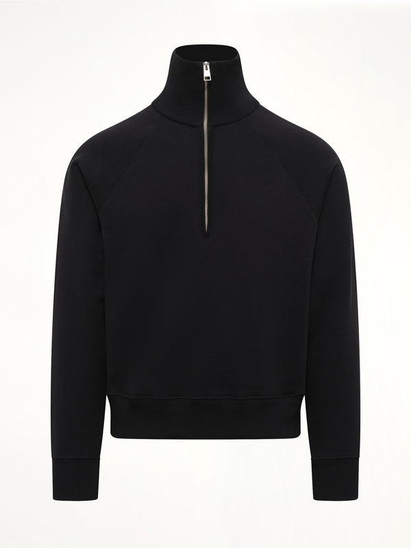 Embossed Ami De Coeur Zipped Sweatshirt in Black