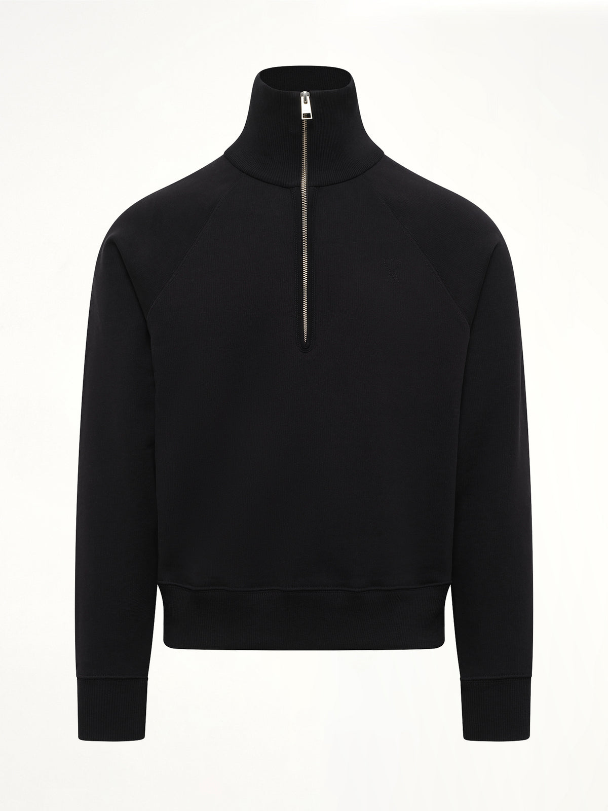 Embossed Ami De Coeur Zipped Sweatshirt in Black