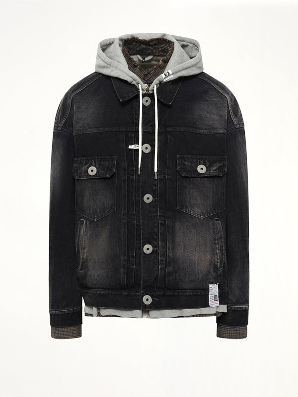 Triple Layered Denim Jacket in Black