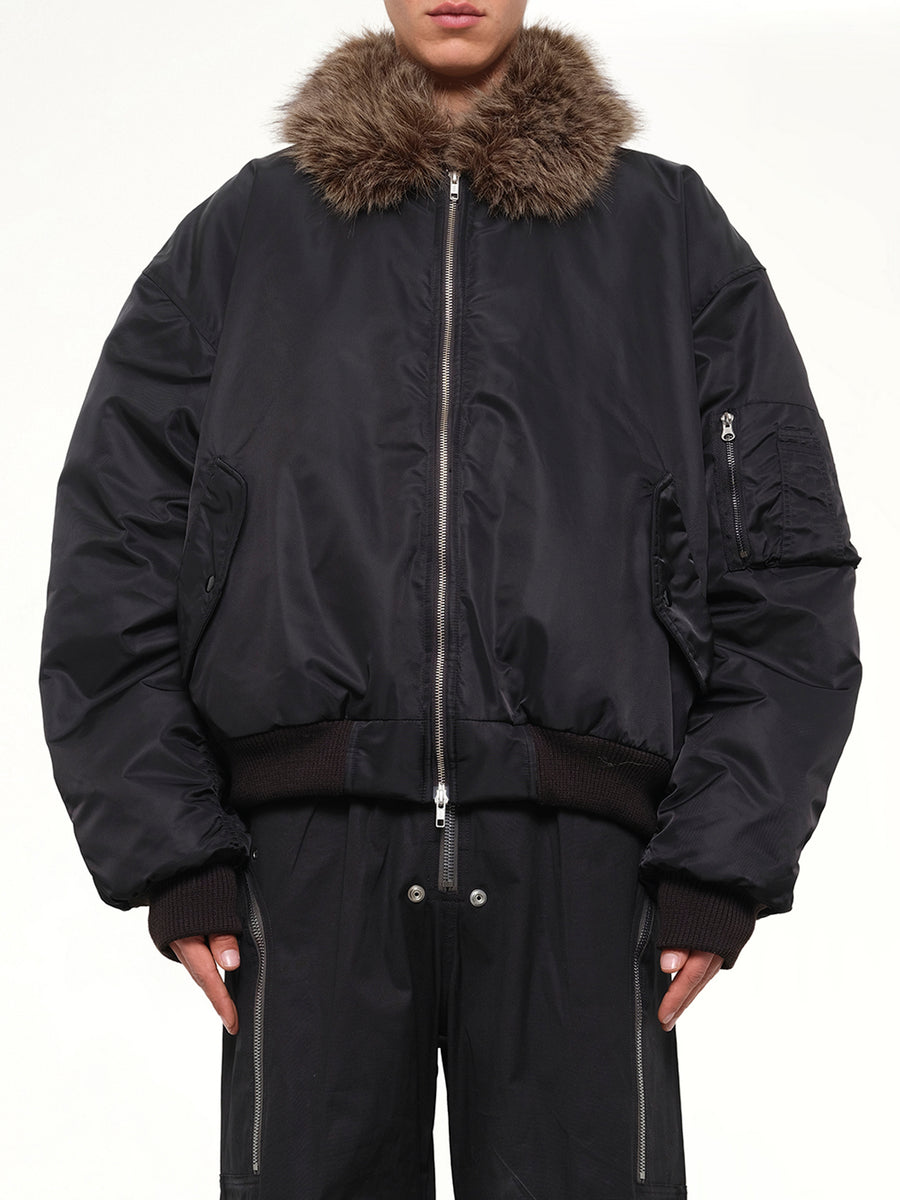 Big Bomber Jacket in Dark Earth Tones