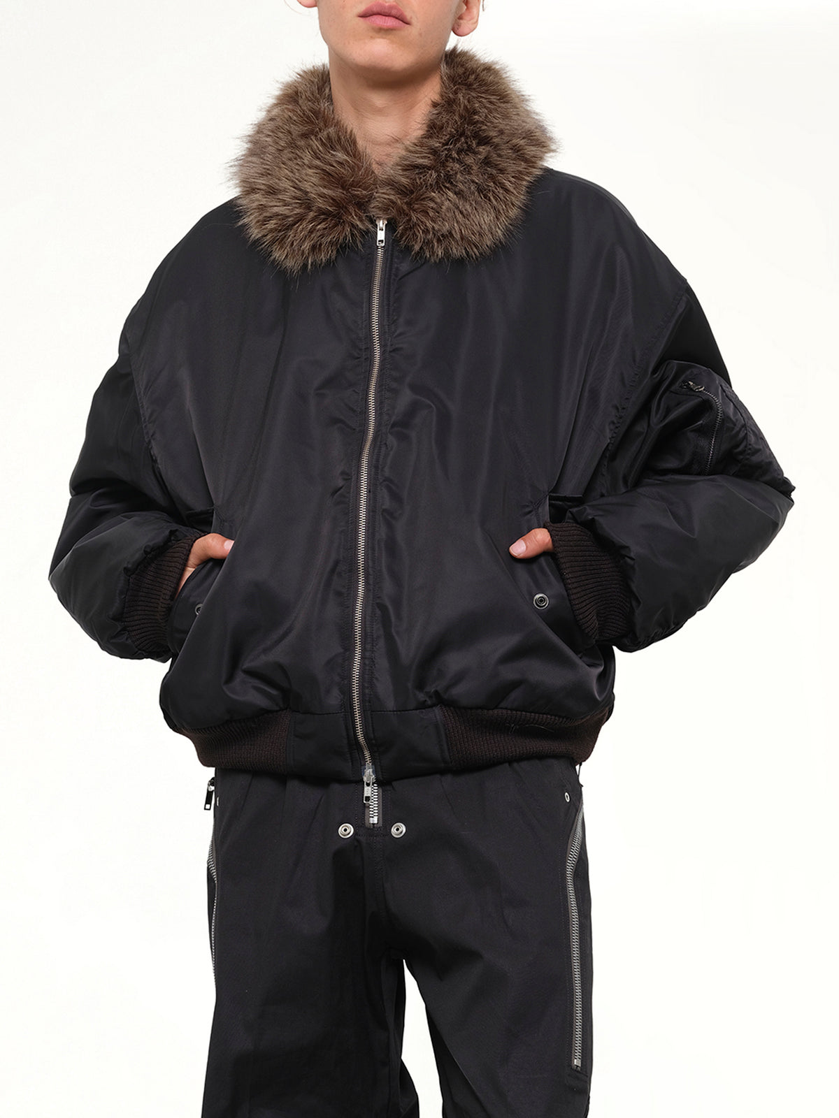 Big Bomber Jacket in Dark Earth Tones