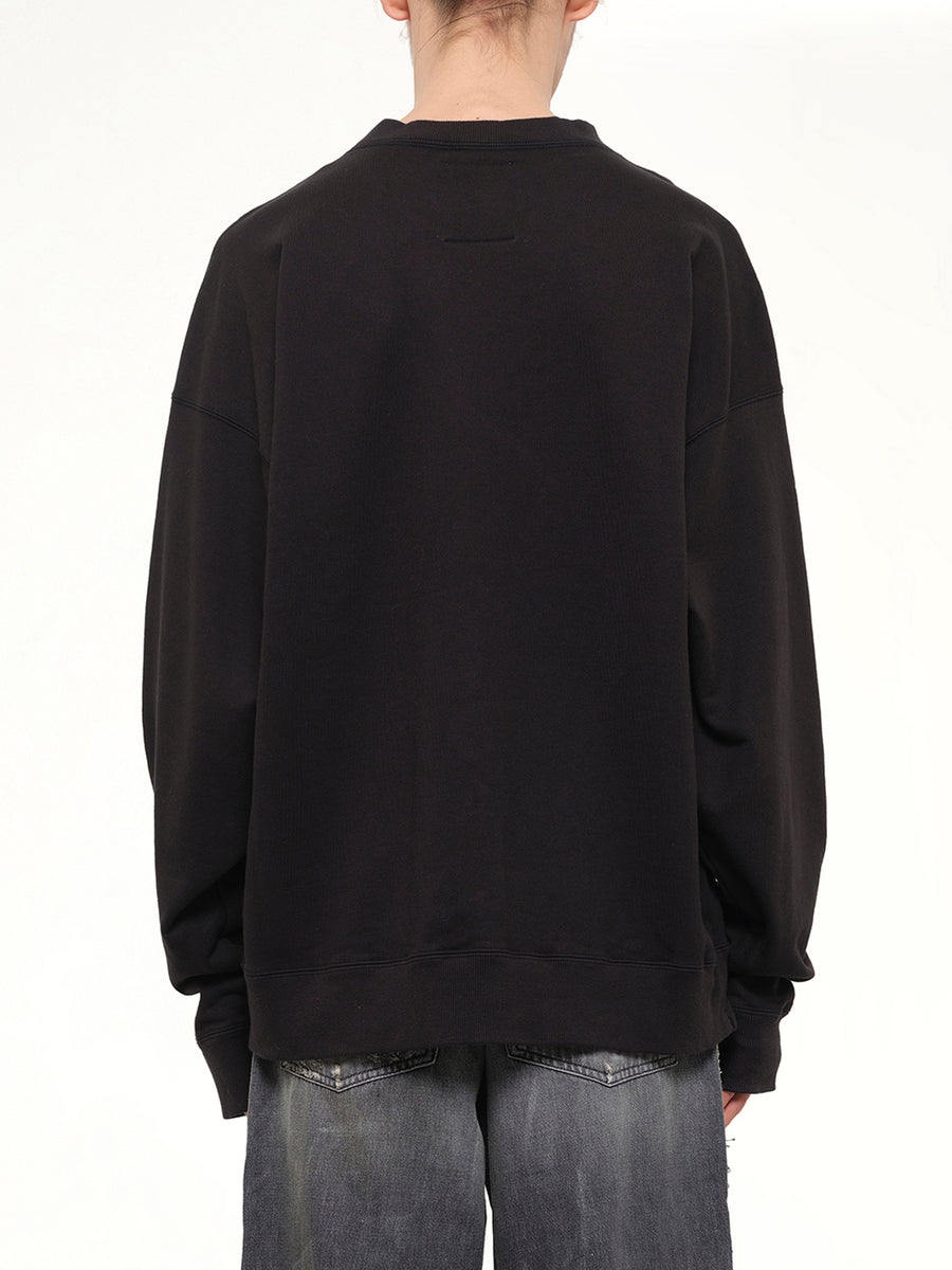Cat Printed Sweatshirt in Black