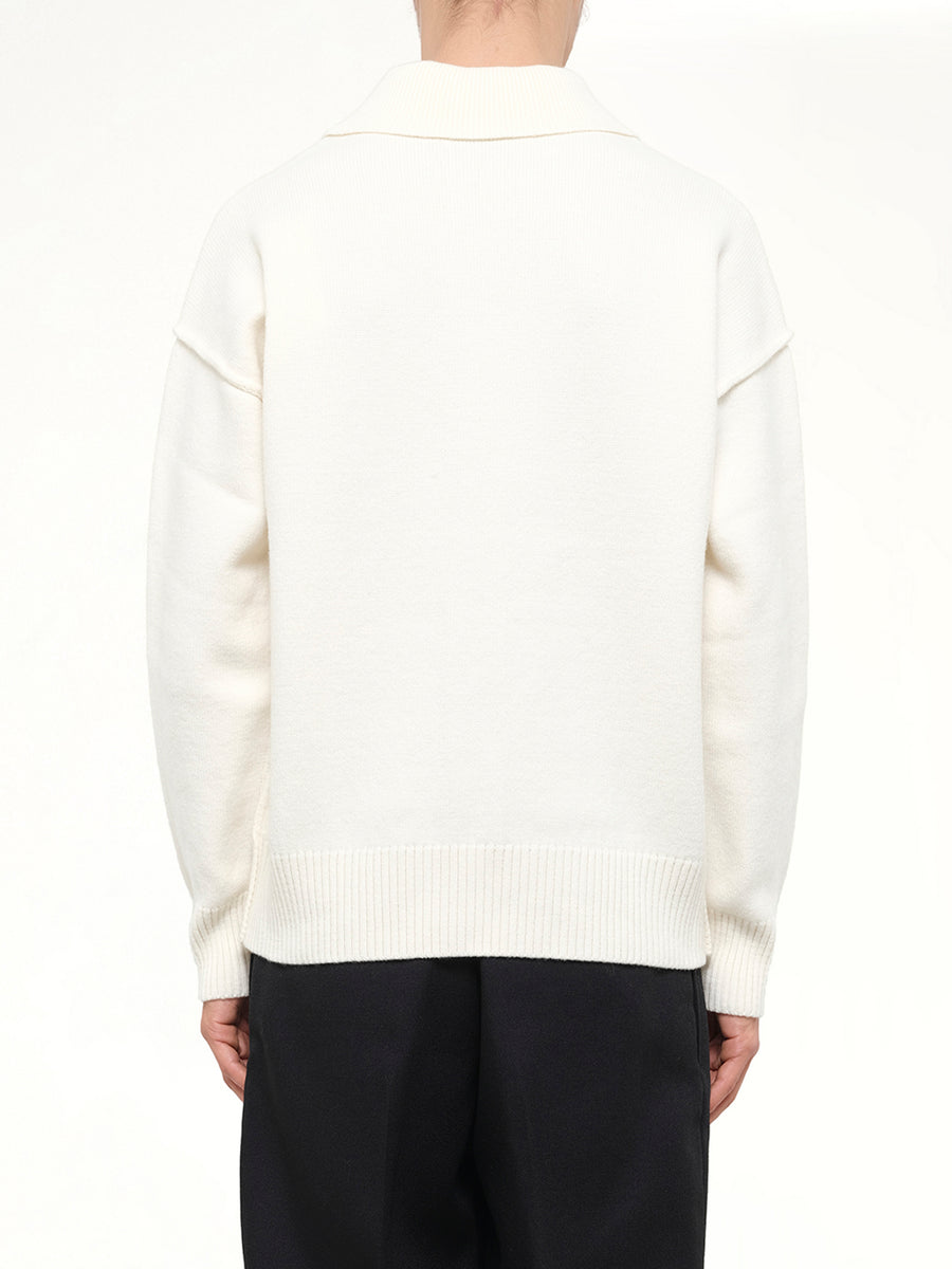 Ami De Coeur Polo Sweater in Off White