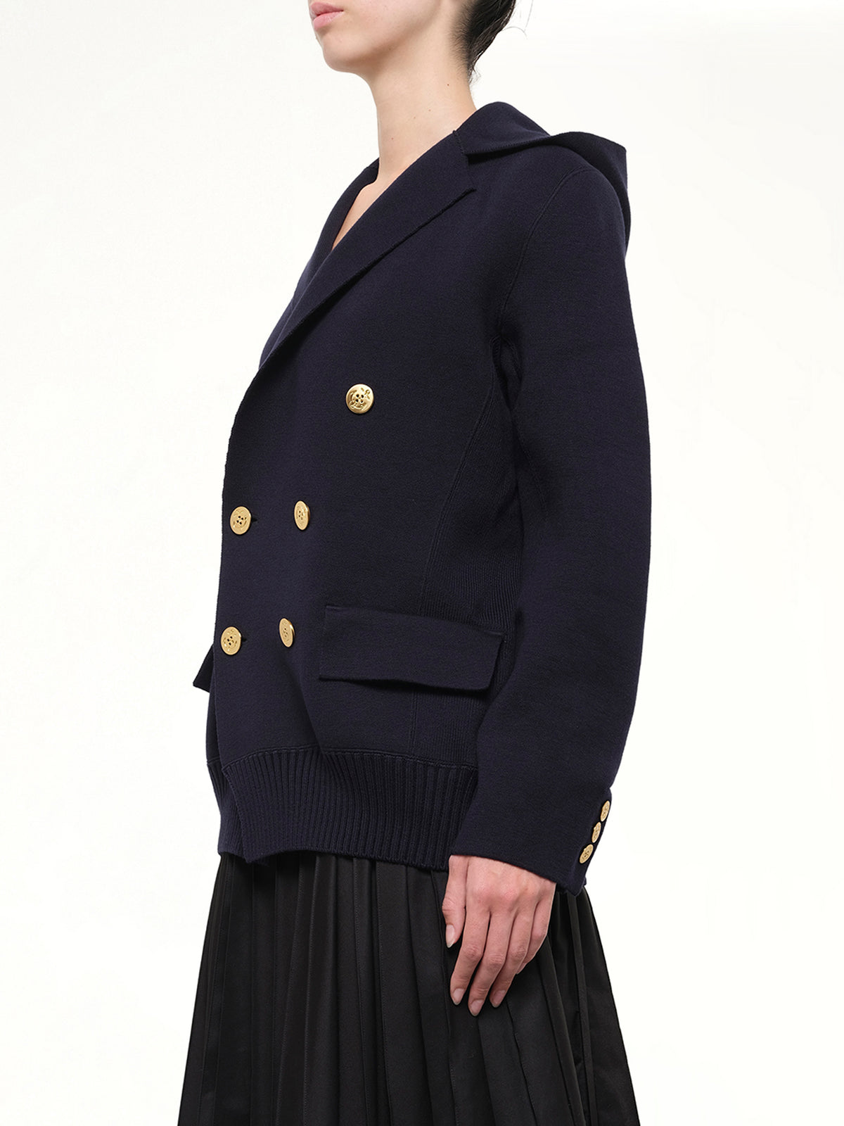 Cotton Cashmere Knit Jacket in Navy
