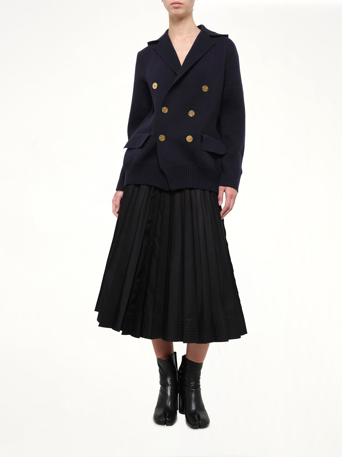 Cotton Cashmere Knit Jacket in Navy