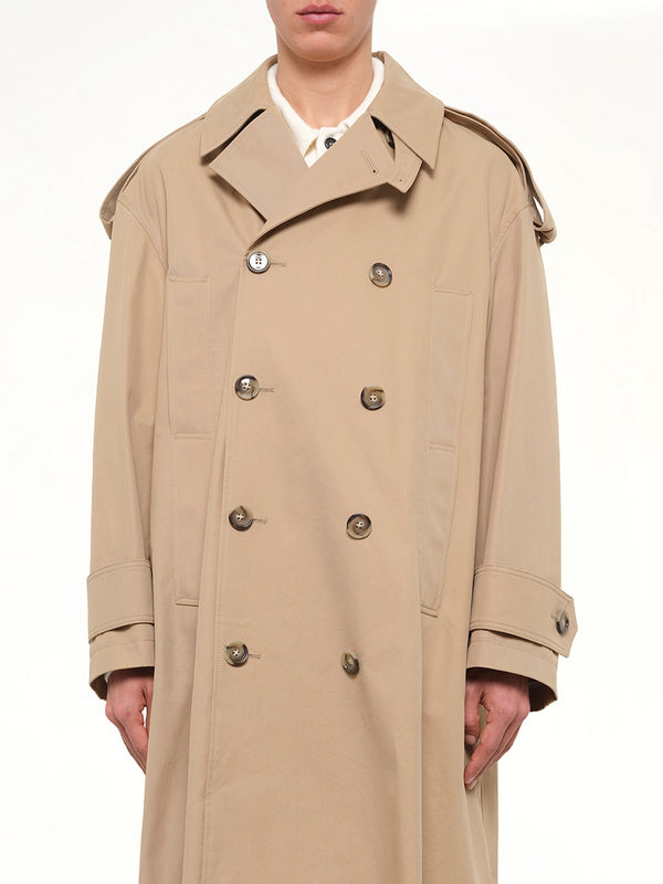 Cotton Gabardine Trench Coat in Beige