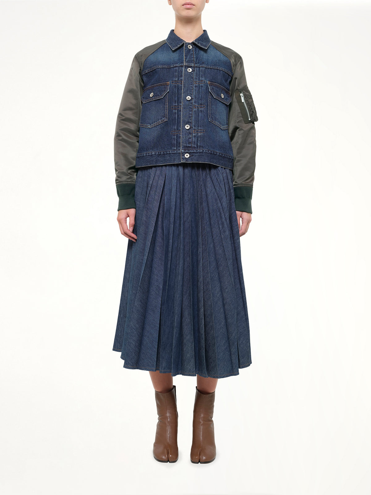 Denim Blouson in Blue/Dark Khaki