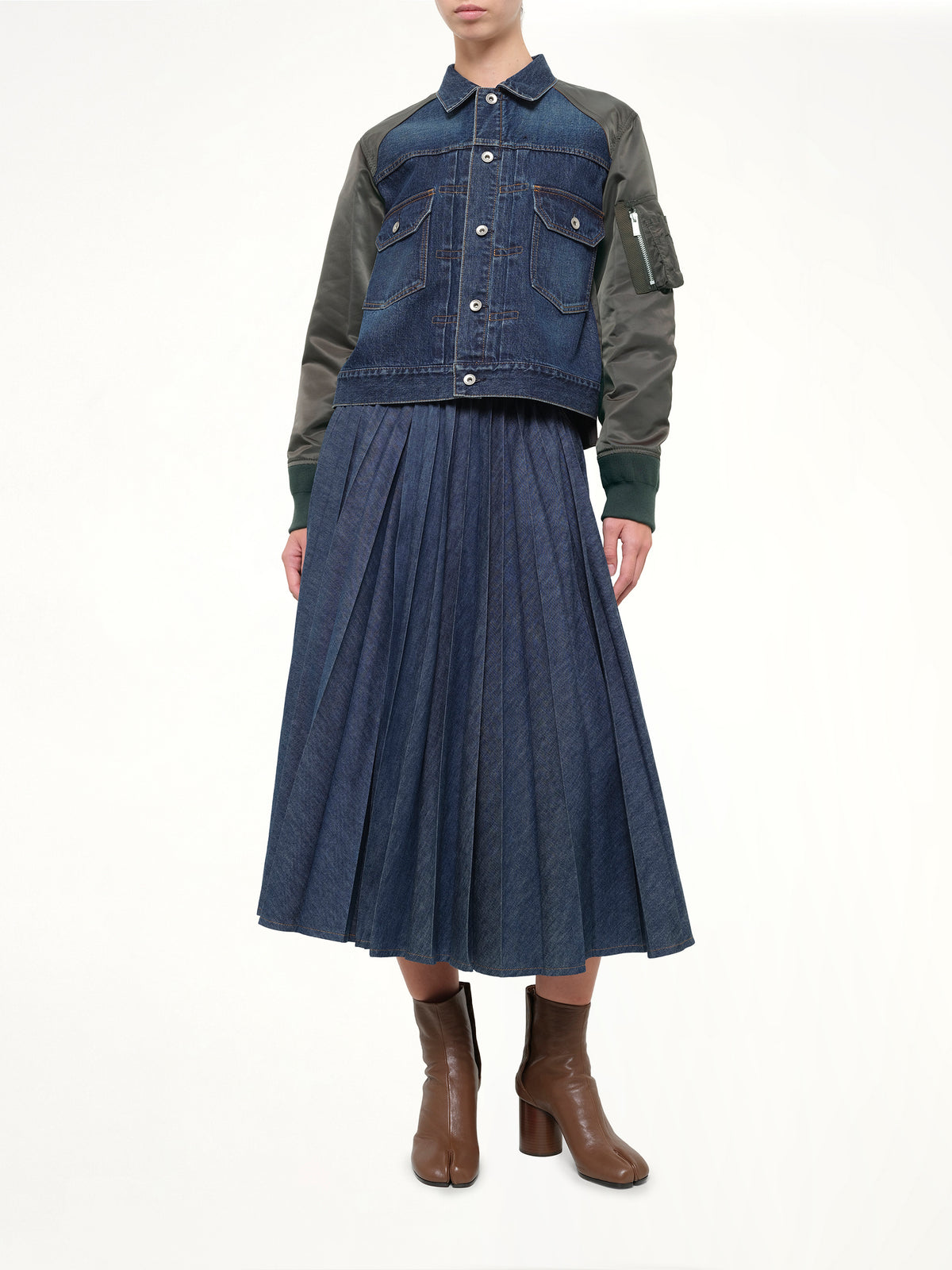 Denim Blouson in Blue/Dark Khaki