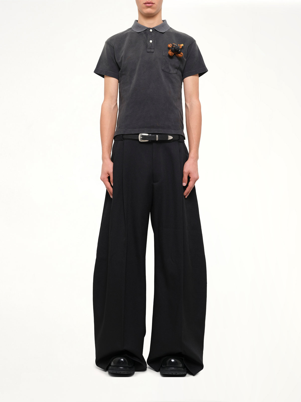Gas Mask Bear Polo Shirt in Black