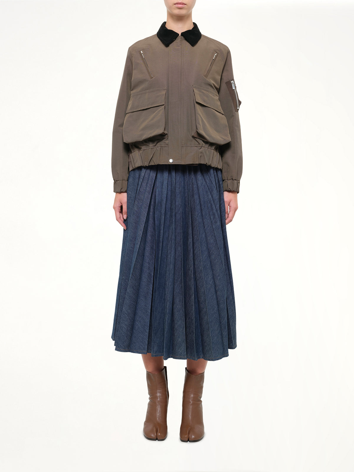 Grosgrain Bonding Blouson in Brown/Dark Khaki
