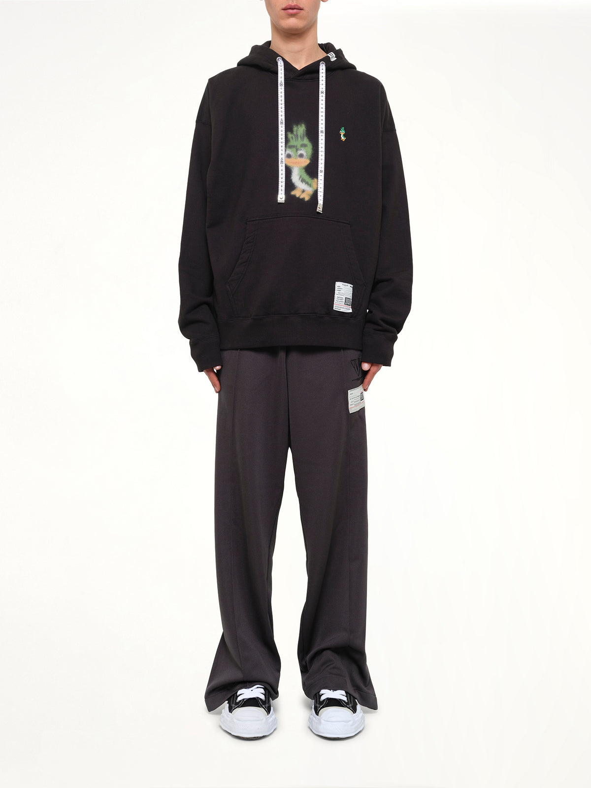 Leon Printed Sweat Hoodie in Black