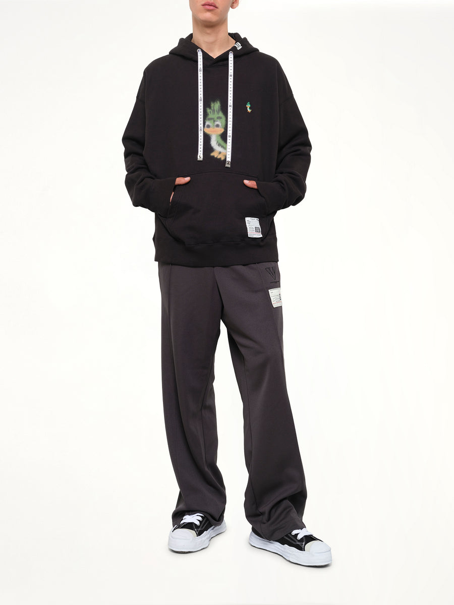 Leon Printed Sweat Hoodie in Black