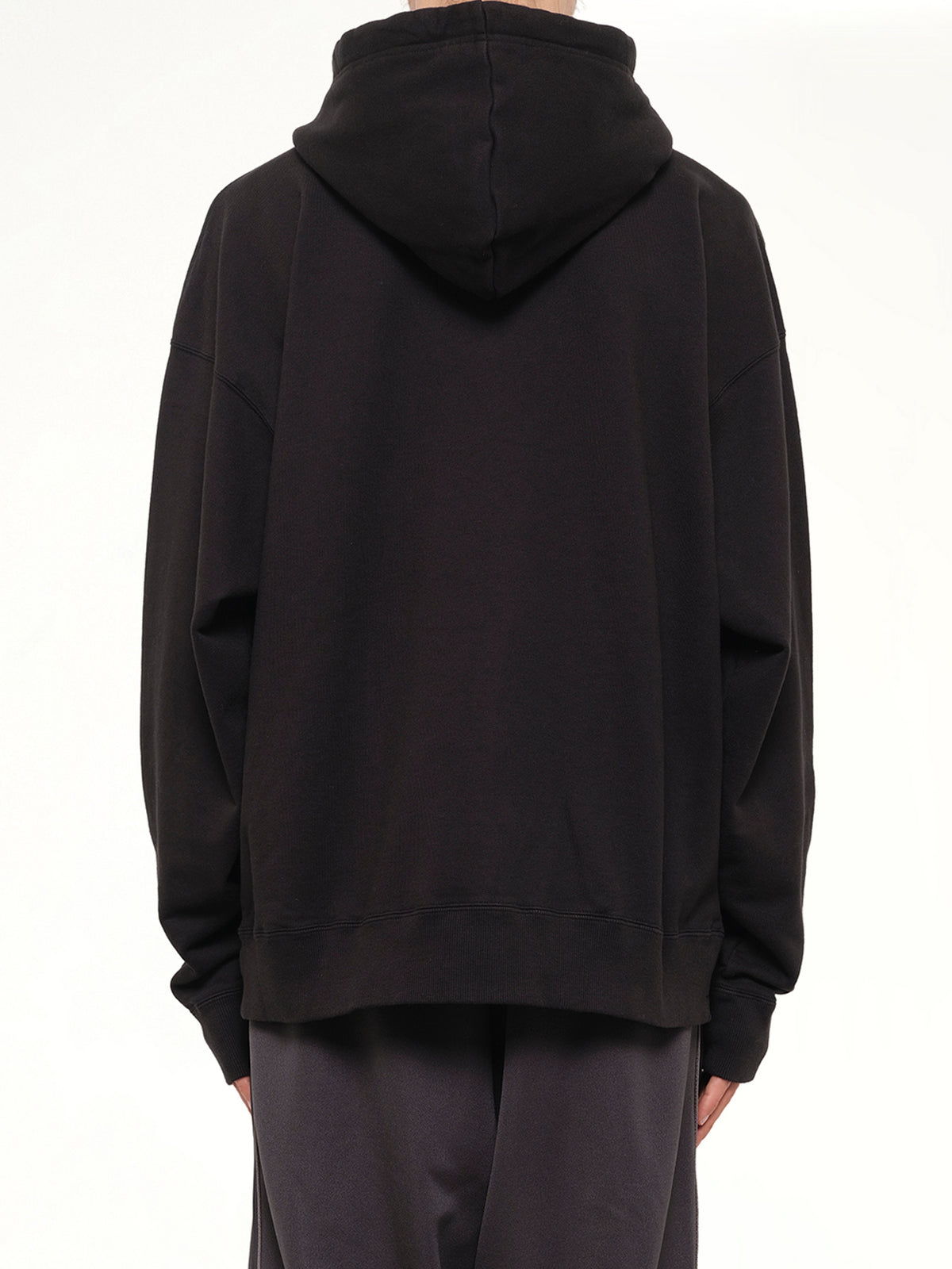 Leon Printed Sweat Hoodie in Black