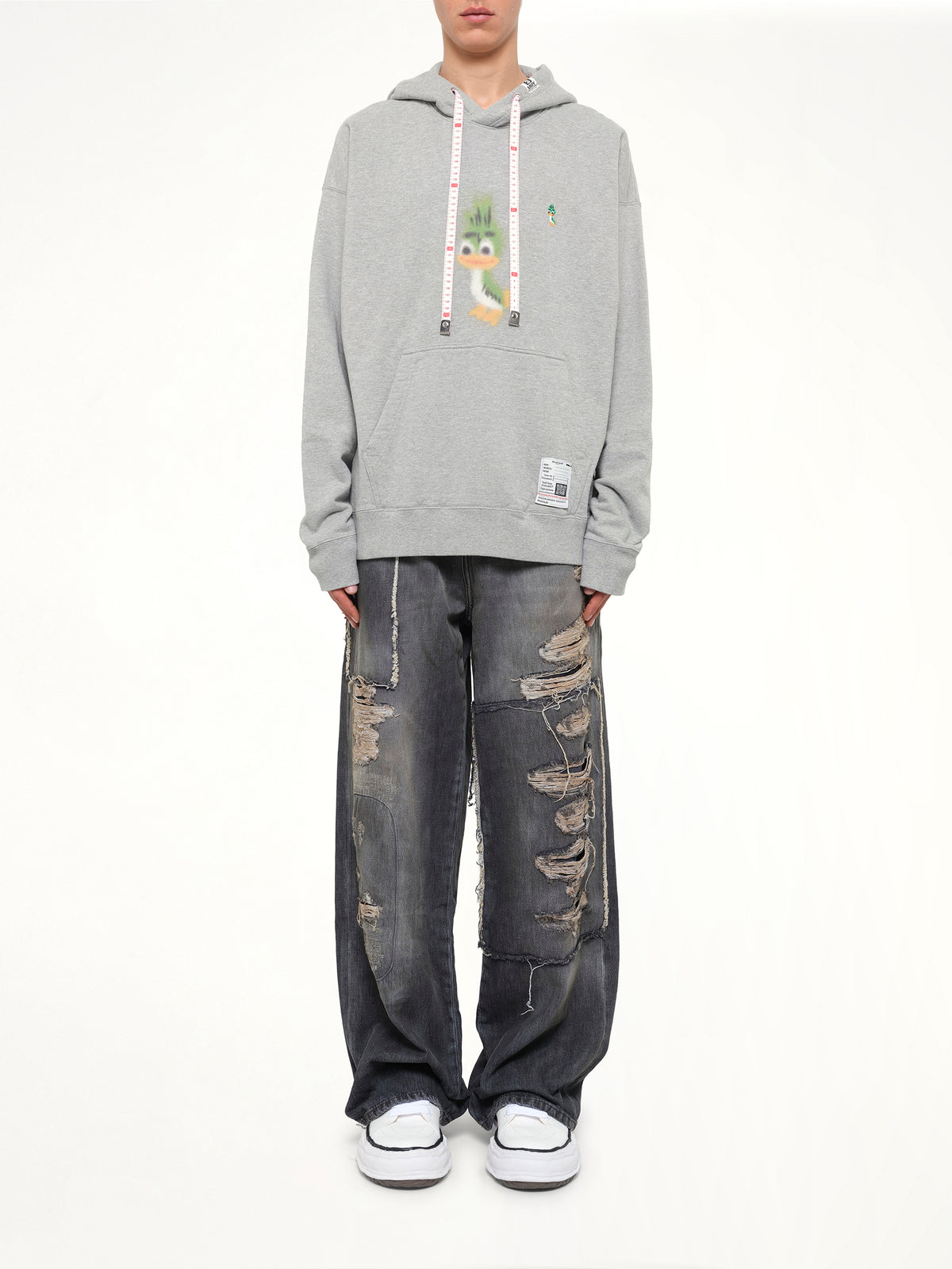 Leon Printed Sweat Hoodie in Gray