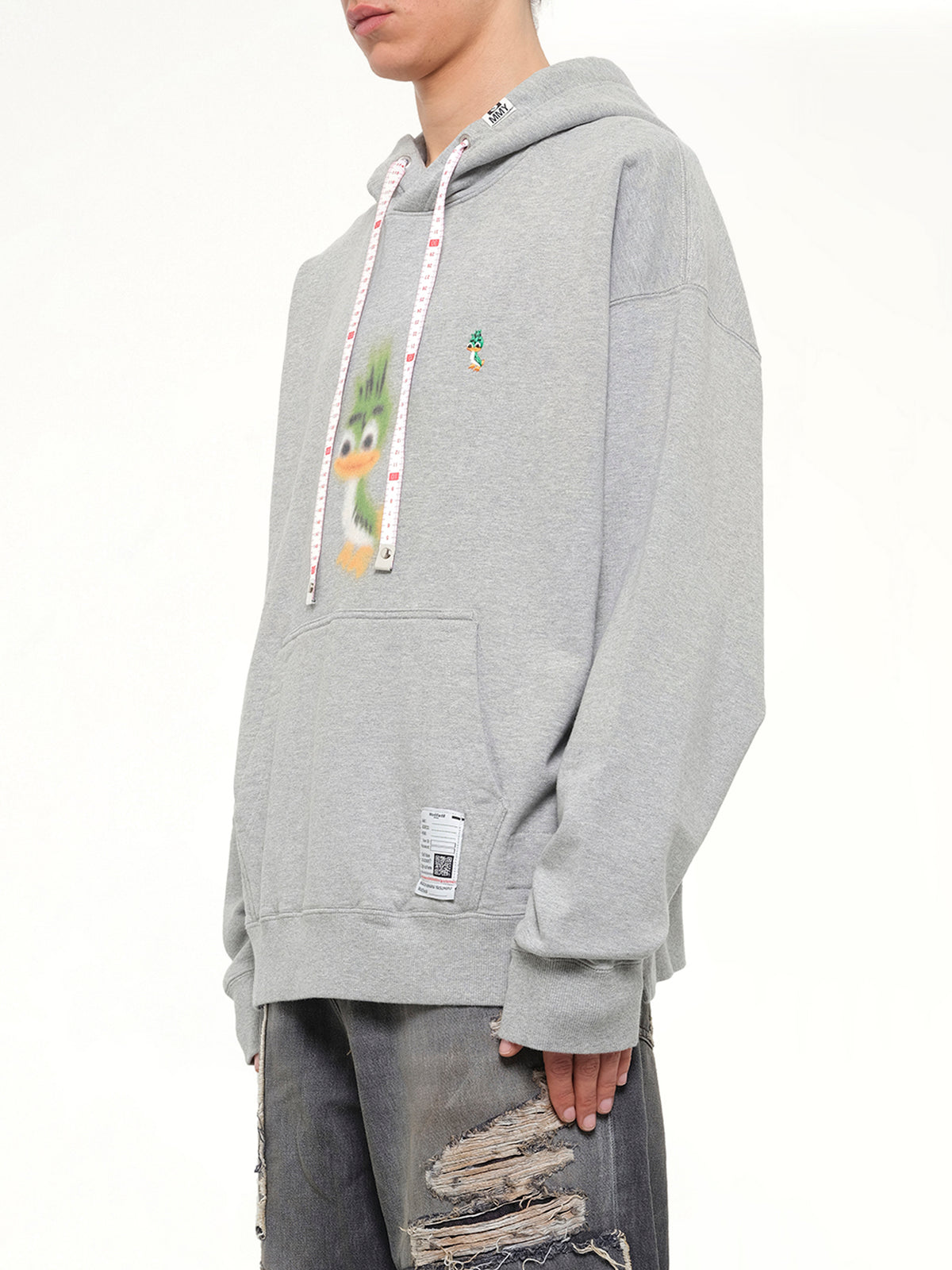 Leon Printed Sweat Hoodie in Gray