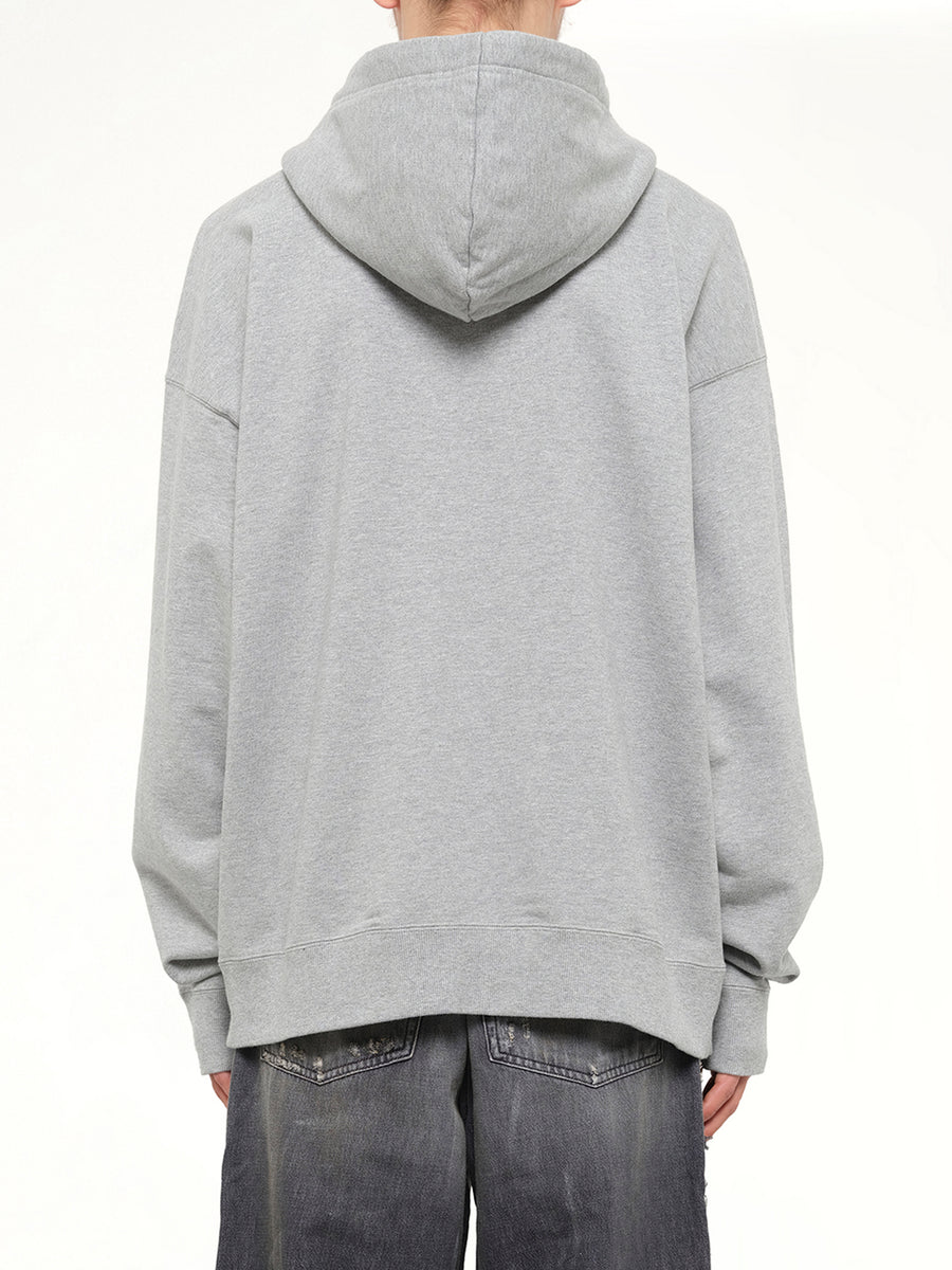 Leon Printed Sweat Hoodie in Gray