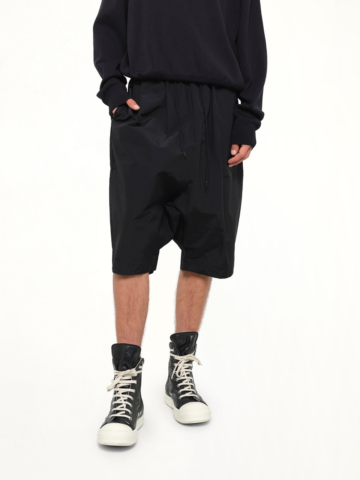 Nylon Taper Short in Black