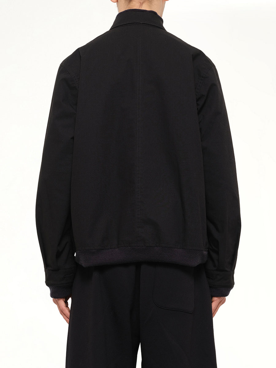 Nylon Twill x Rip Stop Reversible Blouson in Black/Dark Khaki