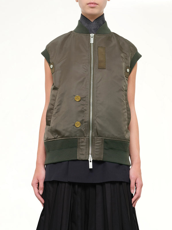 Nylon Twill x Suiting Vest in Navy/Dark Khaki