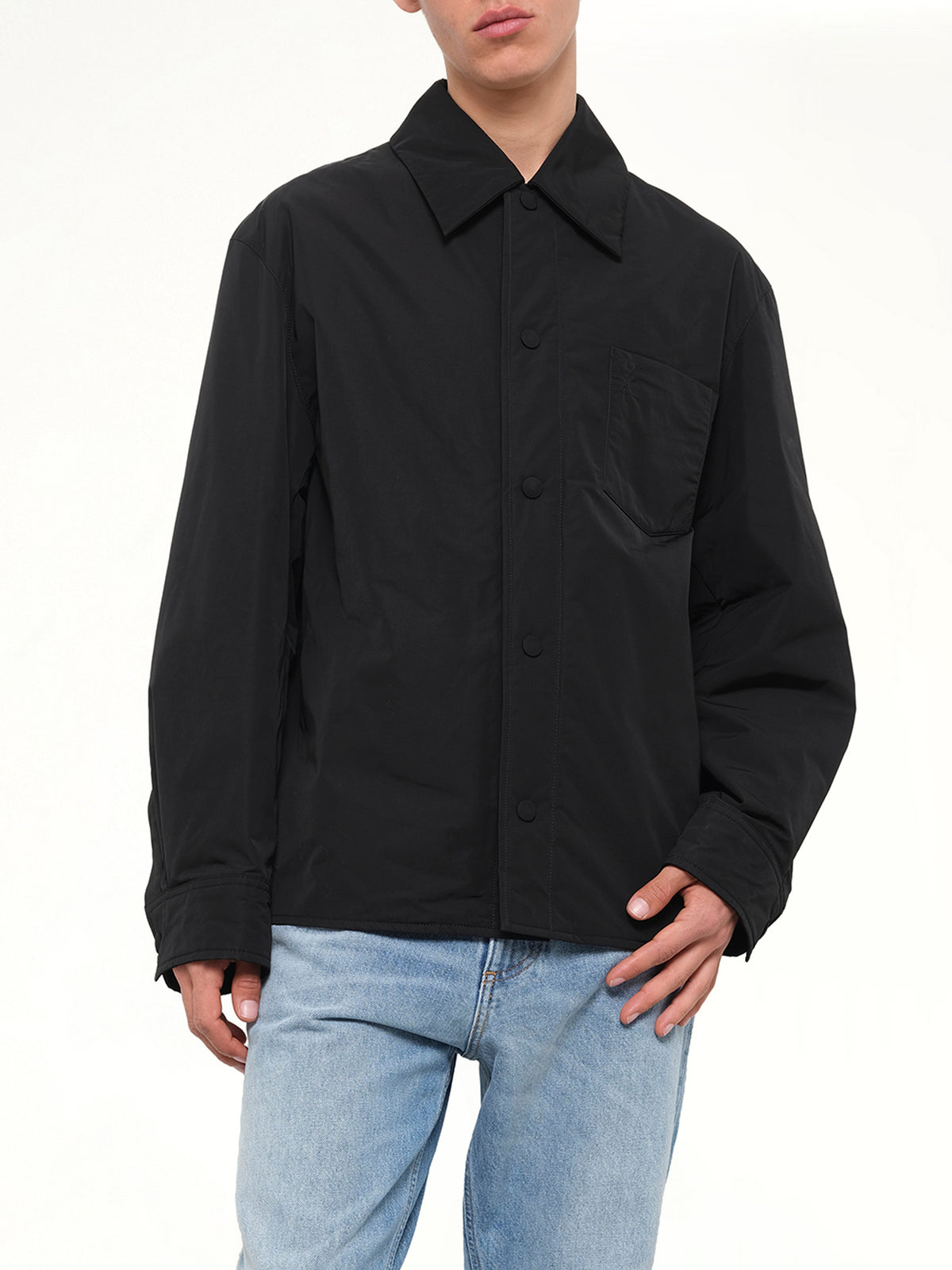 Padded Ami De Coeur Overshirt in Black