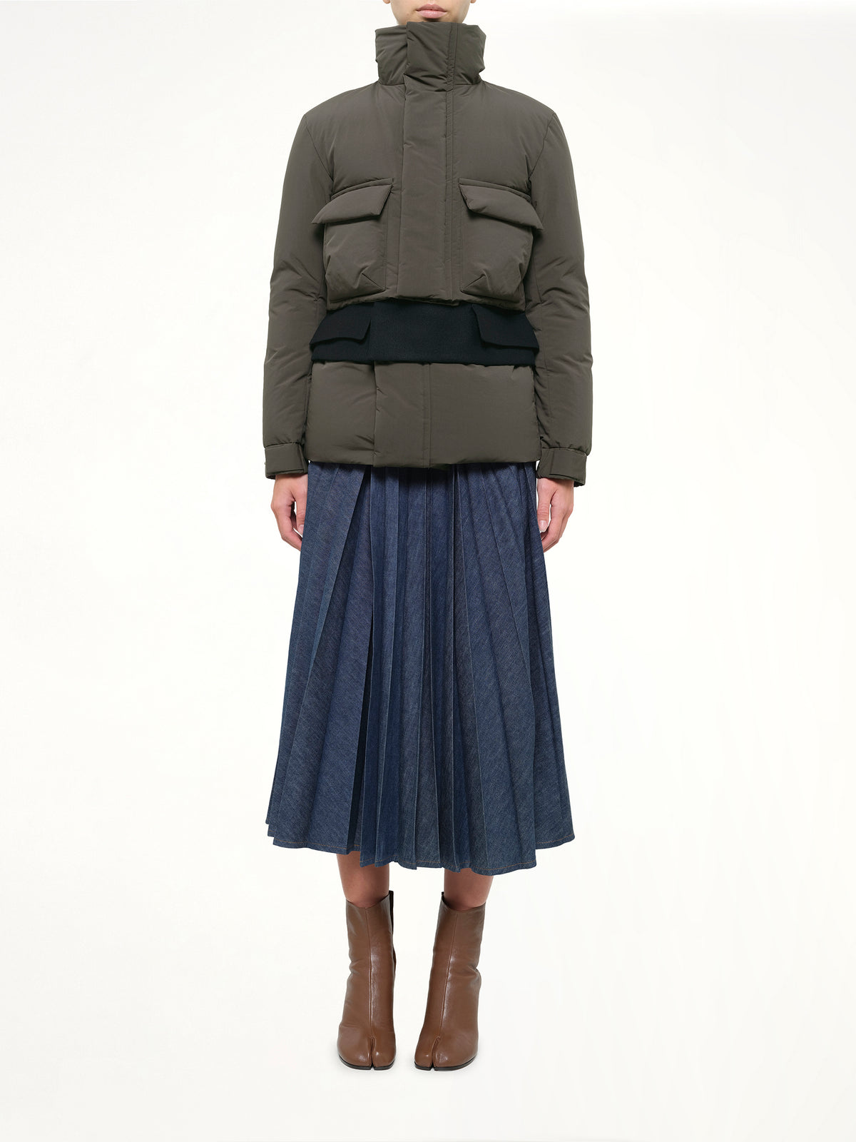 Puffer Jacket in Khaki/Navy