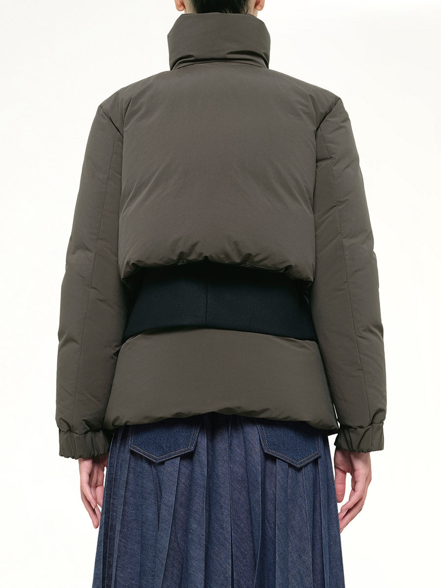 Puffer Jacket in Khaki/Navy